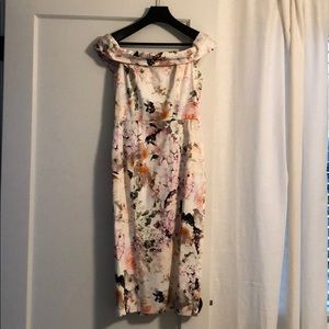 Off the shoulder midi dress.